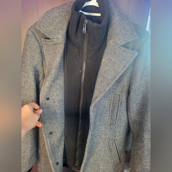 Double-collar semi-plain coat - Picture 7 of 9